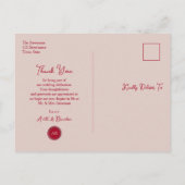 Pink Red Floral Wedding Thank You Briefkaart (Achterkant)