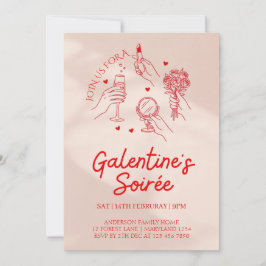 Pink & Red Galentine’s Day Party Invitation Templa Kaart
