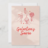 Pink & Red Galentine’s Day Party Invitation Templa Kaart (Achterkant)
