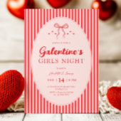 Pink Red Galentine's Party Invitation Kaart