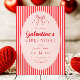 Pink Red Galentine's Party Invitation Kaart
