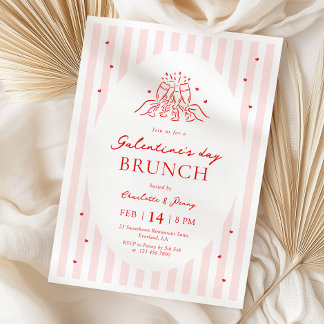 Pink Red Galentine's Party Invitation Kaart