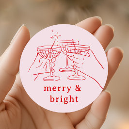 Pink Red Girly Christmas Ronde Sticker