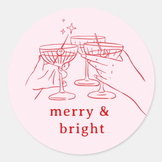 Pink Red Girly Christmas Ronde Sticker (Voorkant)