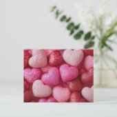Pink Red Glitter Hearts Valentine`s Day Card Briefkaart (Staand voorkant)