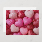 Pink Red Glitter Hearts Valentine`s Day Card Briefkaart (Voorkant / Achterkant)