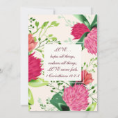 Pink Red Green Clover Floral Christelijk bruiloft Kaart (Achterkant)