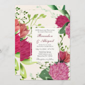 Pink Red Green Clover Floral Christelijk bruiloft Kaart (Voorkant / Achterkant)