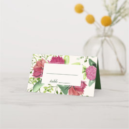 Pink Red Green Clover Floral Waterverf Wedding Plaatskaartje
