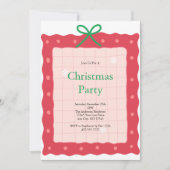 Pink Red Green Coquette Bow Doodle Christmas Party Kaart (Voorkant)