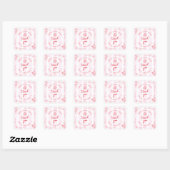 Pink & Red Hand Drawn Bridal Shower Thank You Vierkante Sticker (Vel)