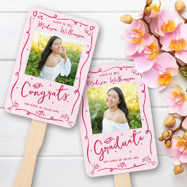 Pink Red Hand Drawn Doodle Graduation 2 Photo Fun Handwaaier