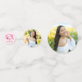 Pink Red Hand Drawn Doodles Graduation 3 Photo Fun Confetti (Achterkanten)