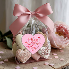 Pink & Red Happy Valentines Day Calligraphy  Hart Sticker