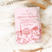 Pink & Red Heart Galentine's Day Brunch Kaart