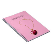 Pink Red Heart Gold Chain Necklace Notitieboek (Rechterzijde)