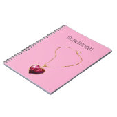 Pink Red Heart Gold Chain Necklace Notitieboek (Linkerzijde)