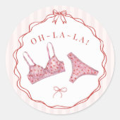 Pink & Red Heart Lingerie Bachelorette Envelope Ronde Sticker (Voorkant)