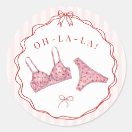 Pink & Red Heart Lingerie Bachelorette Envelope Ronde Sticker