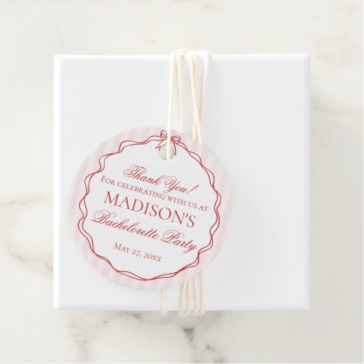 Pink & Red Heart Lingerie Bachelorette Party Bedankjes Labels (In situ)