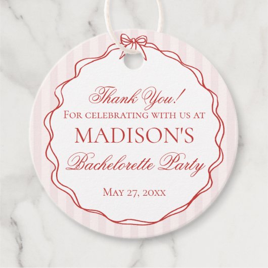 Pink & Red Heart Lingerie Bachelorette Party Bedankjes Labels (Voorkant)