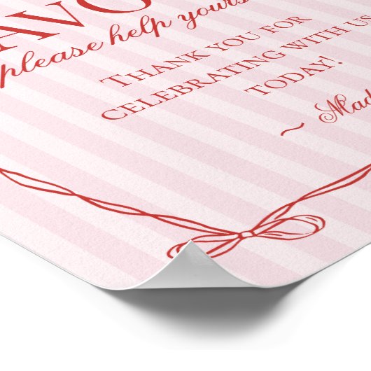 Pink & Red Heart Lingerie Bachelorette Party Favor Poster (Hoek)