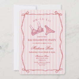 Pink & Red Heart Lingerie Bachelorette Party Kaart