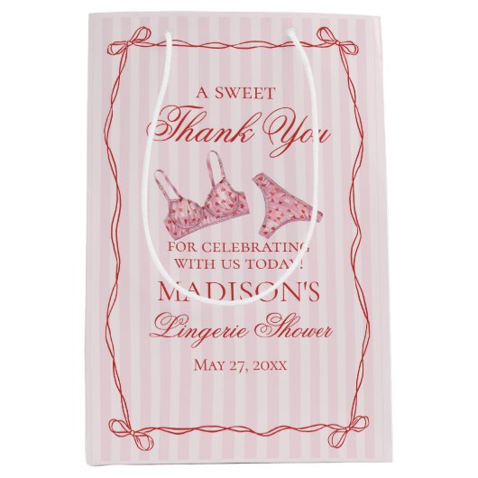 Pink & Red Heart Lingerie Shower Bachelorett Favor Medium Cadeauzakje (Voorkant)
