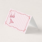 Pink & Red Heart Lingerie Shower Bow Place Card Kaart (Voorkant)