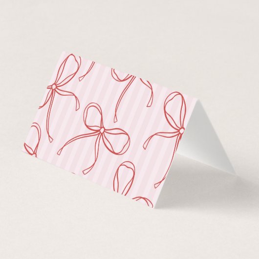 Pink & Red Heart Lingerie Shower Bow Place Card Kaart (Achterkant)