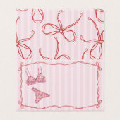 Pink & Red Heart Lingerie Shower Bow Place Card Kaart (Buitenkant ongevouwen)