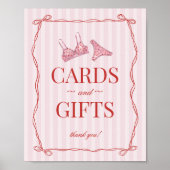 Pink & Red Heart Lingerie Shower Cards & Gifts Poster (Voorkant)