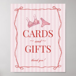 Pink & Red Heart Lingerie Shower Cards & Gifts Poster