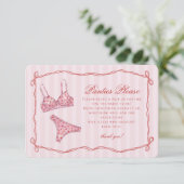 Pink & Red Heart Lingerie Shower Panties Please Informatiekaartje (Staand voorkant)
