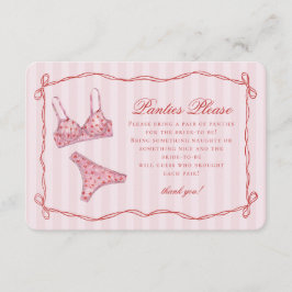 Pink & Red Heart Lingerie Shower Panties Please Informatiekaartje