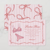 Pink & Red Heart Lingerie Shower Panties Please Informatiekaartje (Voorkant / Achterkant)