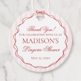 Pink & Red Heart Lingerie Shower Panty Party Bedankjes Labels