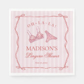 Pink & Red Heart Lingerie Shower Panty Party Servet (Voorkant)