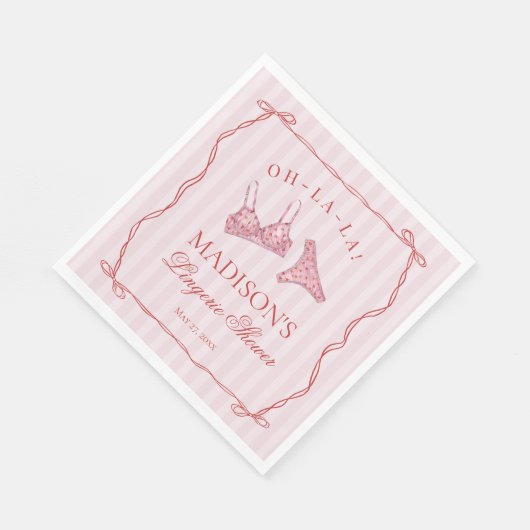 Pink & Red Heart Lingerie Shower Panty Party Servet (Hoek)