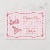 Pink & Red Heart Lingerie Sizes Shower Bow Informatiekaartje (Voorkant)