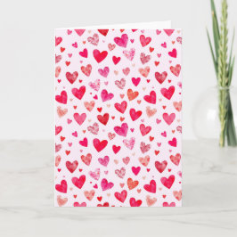 Pink Red Heart Paper Mache Valentines Day Card Feestdagen Kaart