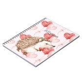 Pink Red Hearts Balloons Hedgehog Notitieboek (Linkerzijde)