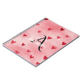 Pink Red Hearts Monogram Name Notitieboek (Linkerzijde)