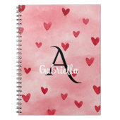 Pink Red Hearts Monogram Name Notitieboek (Voorkant)