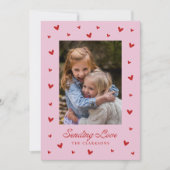 Pink Red Hearts One Photo Valentines Day Card Kaart (Voorkant)