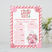 Pink Red Holiday Candy Cane Kerstverlanglijst Kaart (Staand voorkant)