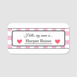 Pink & Red Illustrative Student Name Labels Naamplaatje