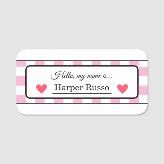 Pink & Red Illustrative Student Name Labels Naamplaatje (Voorkant)