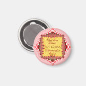 Pink Red Lace Wedding Date Aankondiging Magnet (Voorkant / Achterkant)