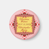 Pink Red Lace Wedding Date Aankondiging Magnet (Voorkant)